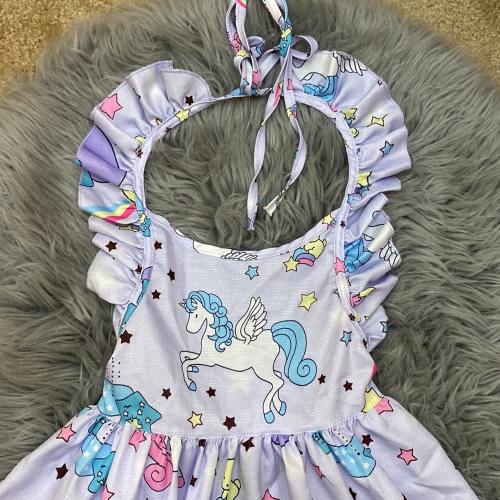 Open back unicorn dress ruffles - Picture 3 of 4